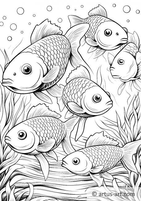 Pagina da colorare fantastici pesci rossi per bambini